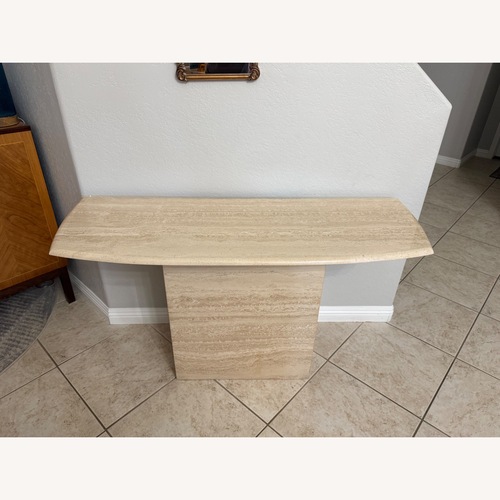 Used Vintage 1980s Postmodern Travertine Console Table for sale on AptDeco
