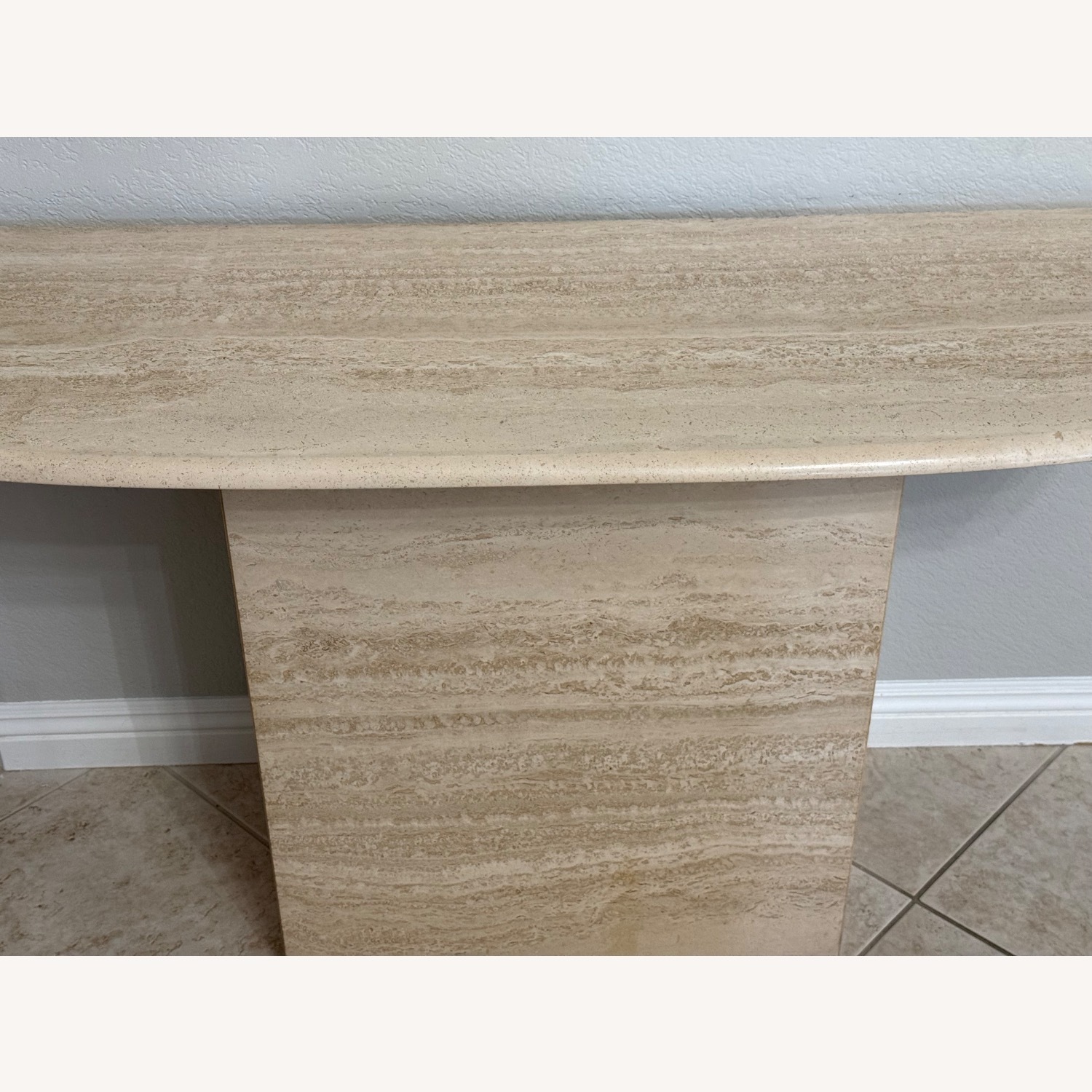 Vintage 1980s Postmodern Travertine Console Table - image-6