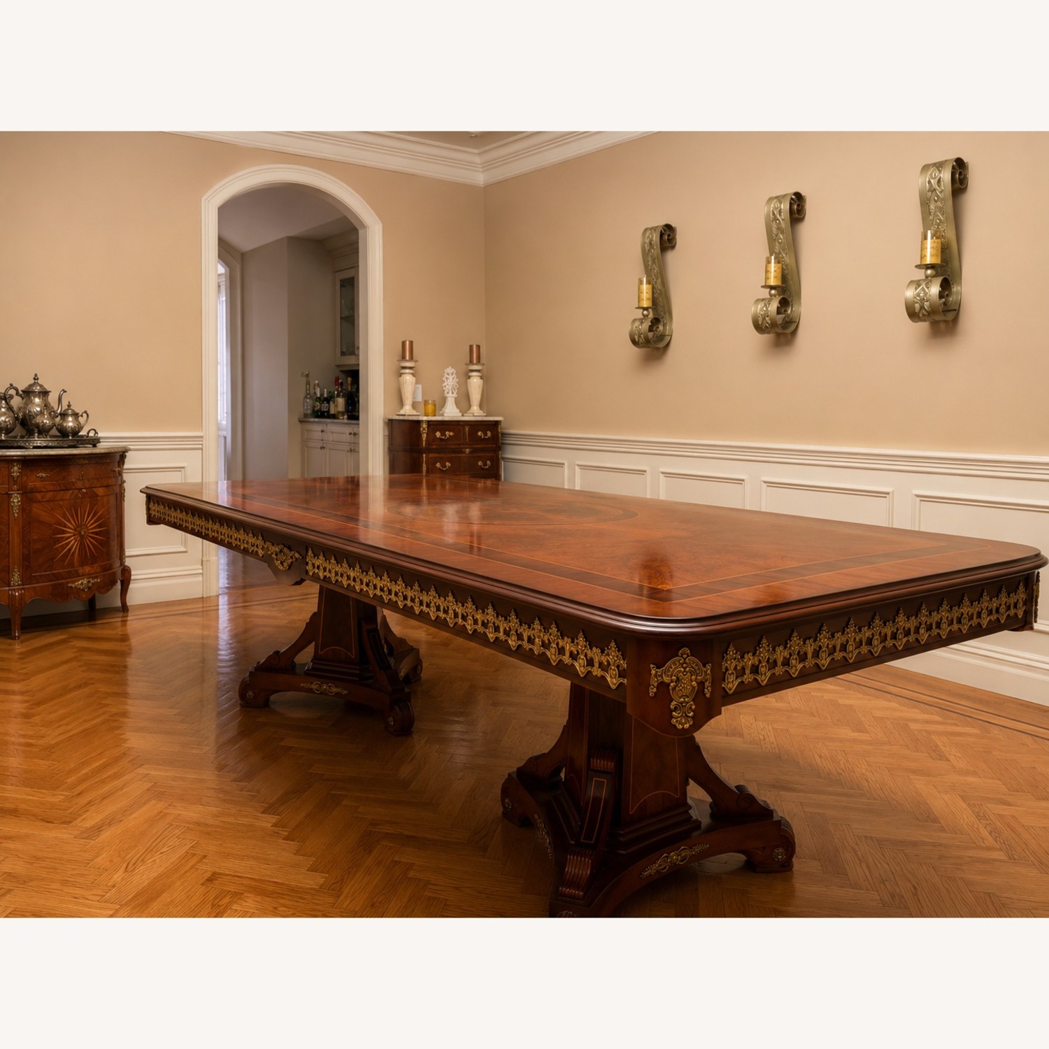 Dark Brown Wood Dining Table - image-1