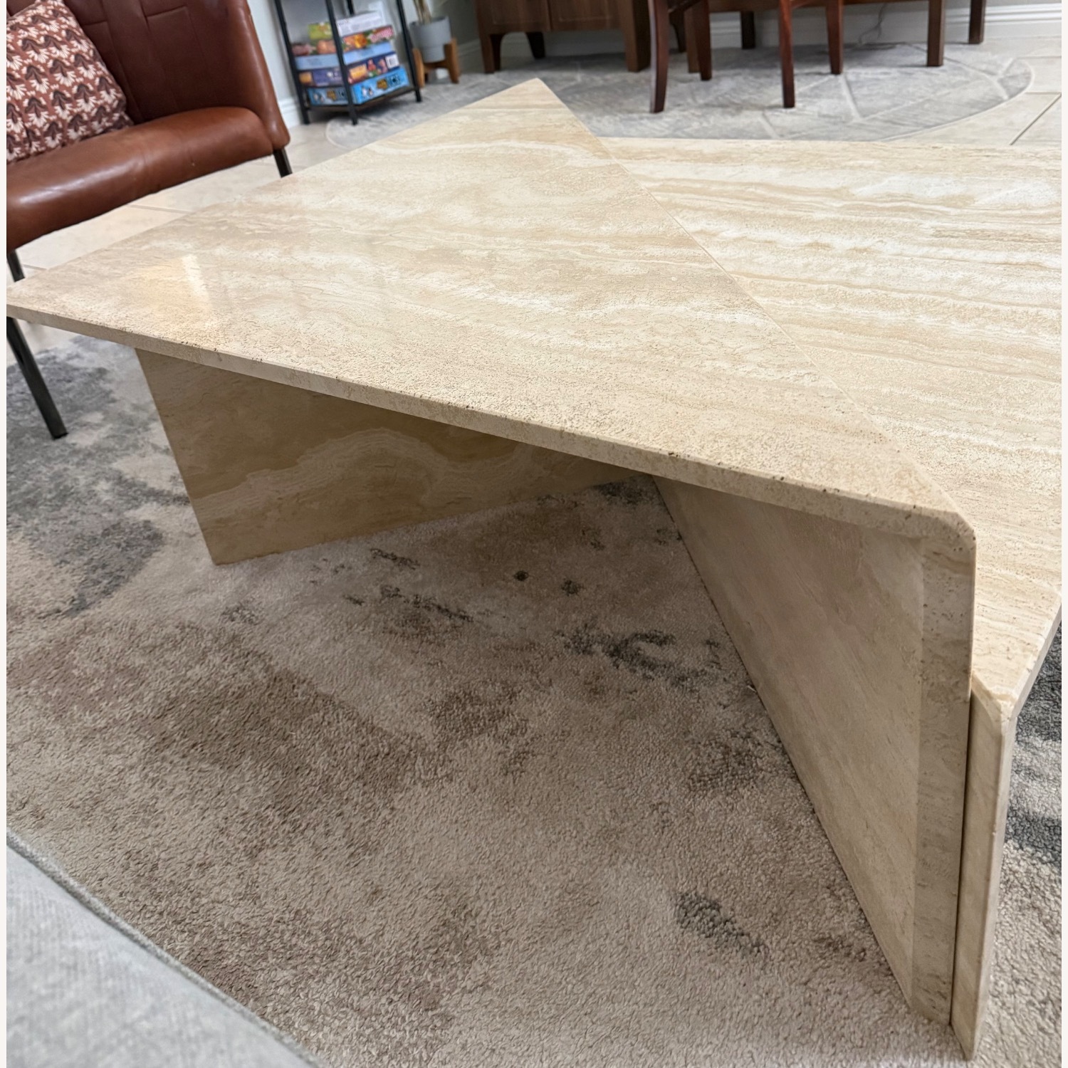 Vintage 1980s Travertine Modular Coffee Table - image-5