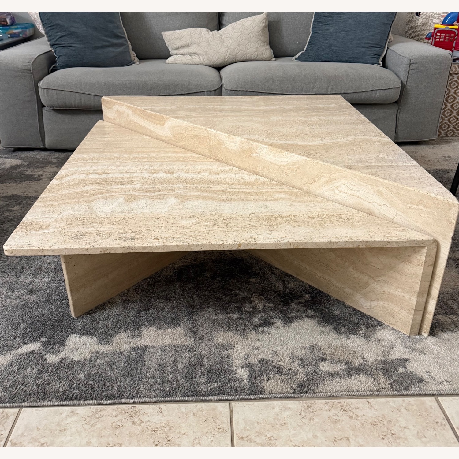 Vintage 1980s Travertine Modular Coffee Table - image-1