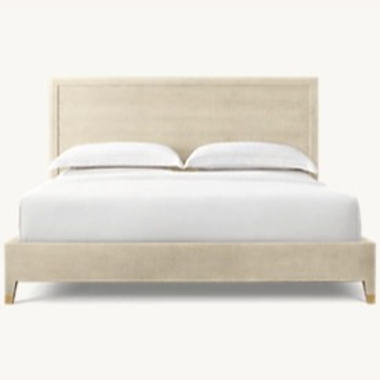 Restoration Hardware Graydon Shagreen Panel Bed -Bone & Brass - image-0