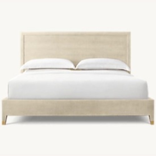 Used Restoration Hardware Graydon Shagreen Panel Bed -Bone & Brass for sale on AptDeco