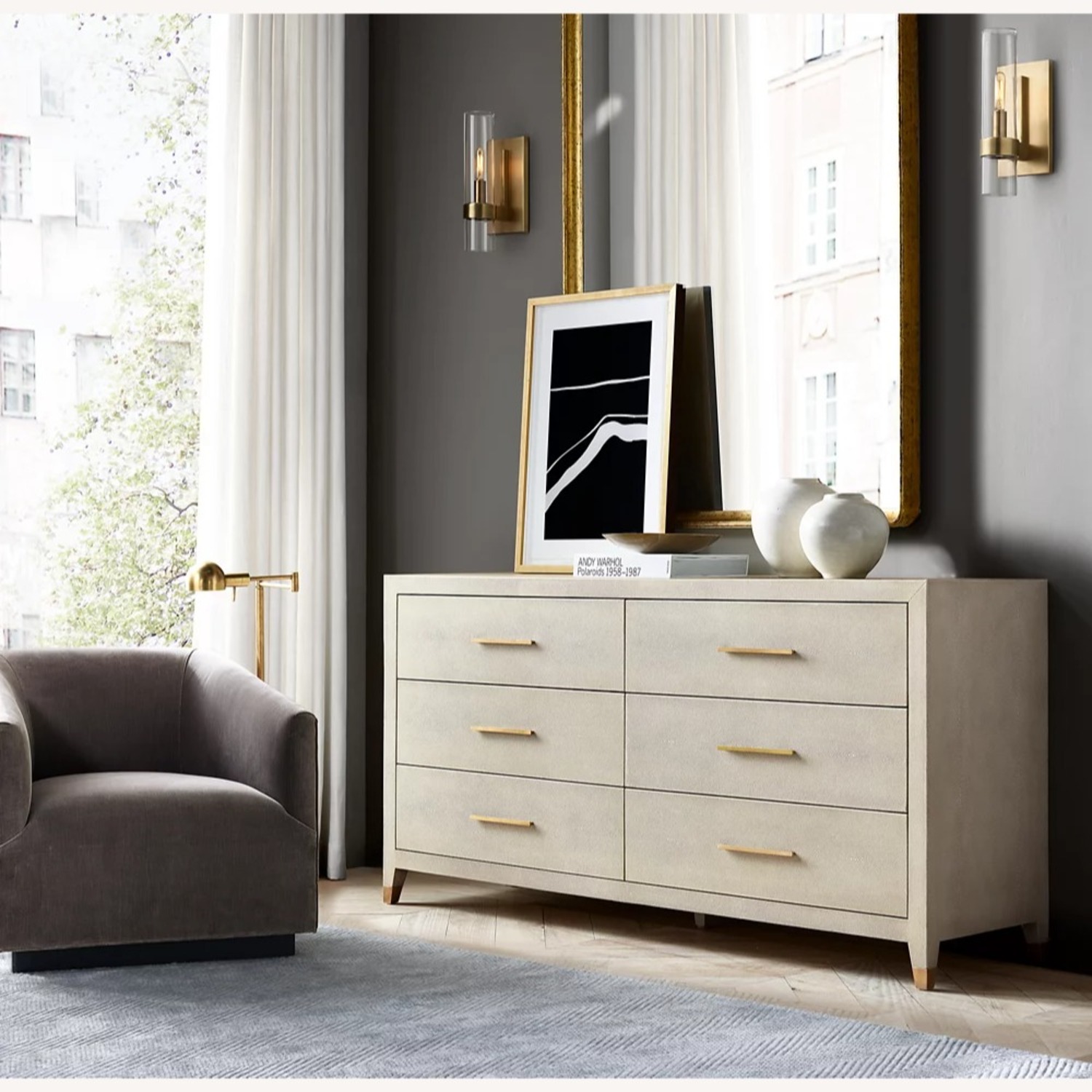 Restoration Hardware Graydon Shagreen 6-drawer Dresser - image-2
