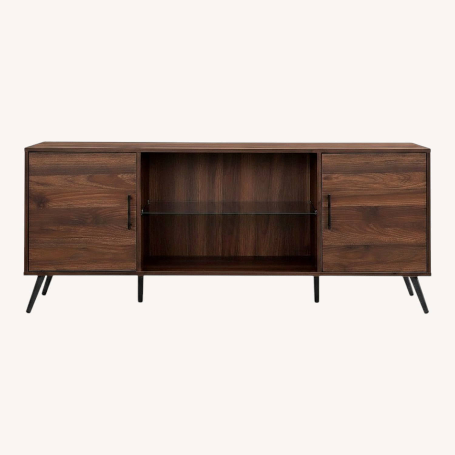 Walker Edison Saxon Mid Century Modern Glass Shelf TV Stand - image-0