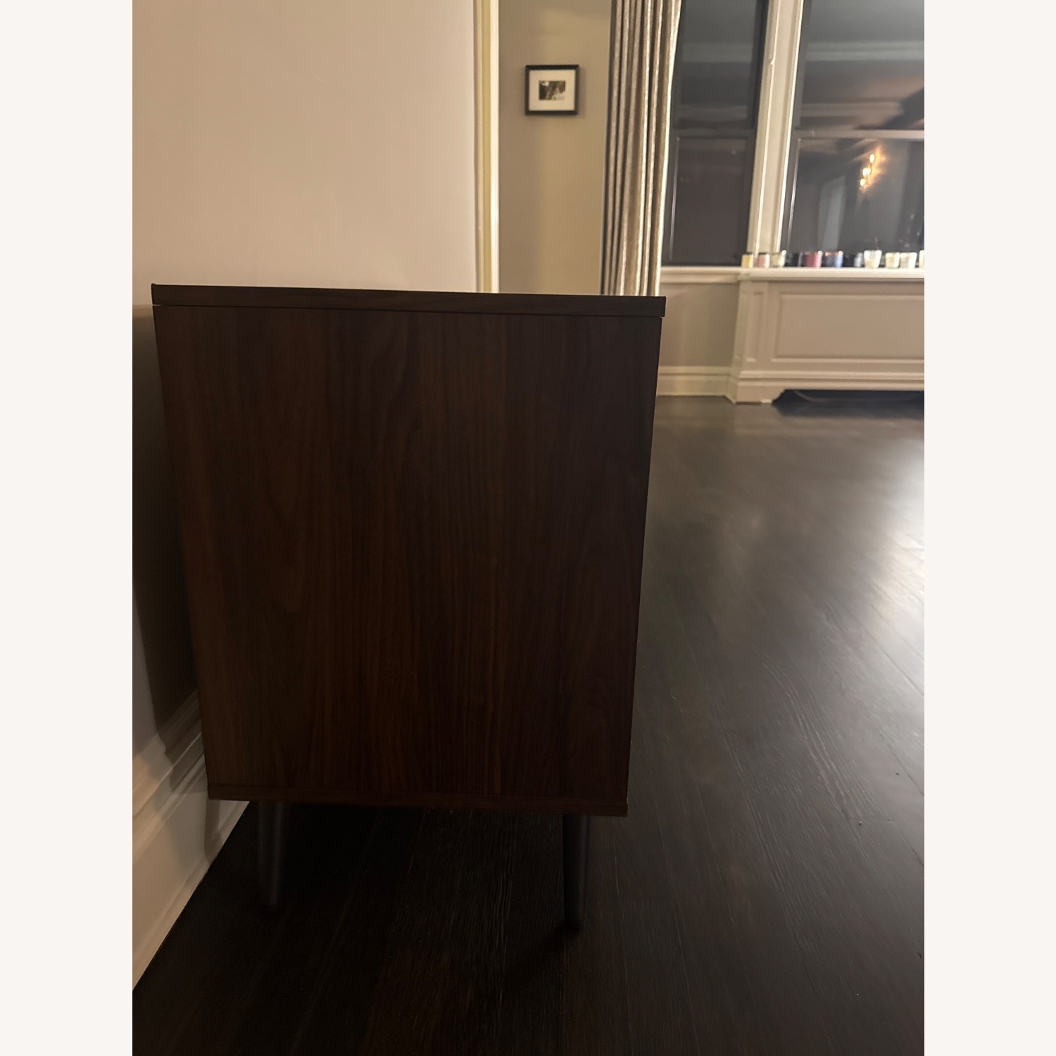 Walker Edison Saxon Mid Century Modern Glass Shelf TV Stand - image-3