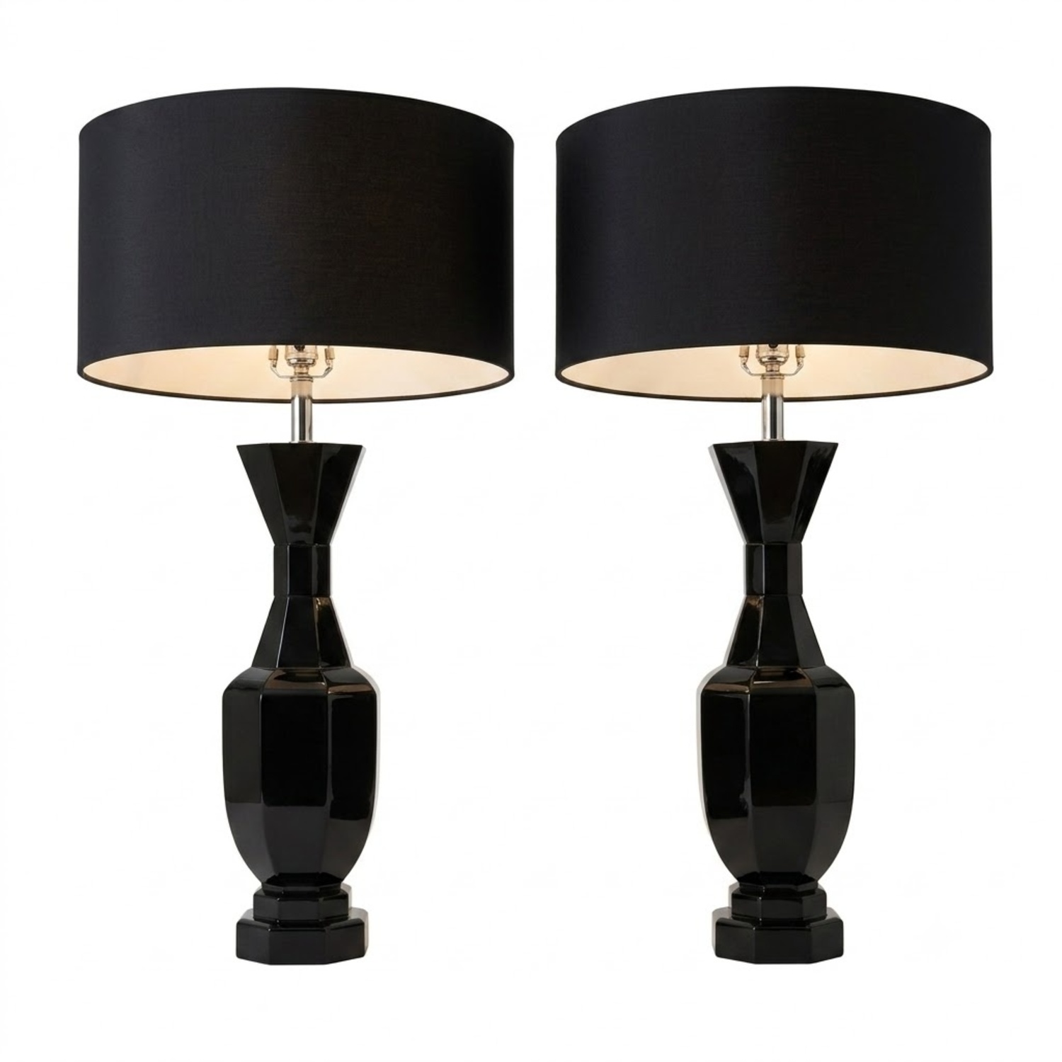 Global Views Black Lacquer Faceted Table Lamps - image-13
