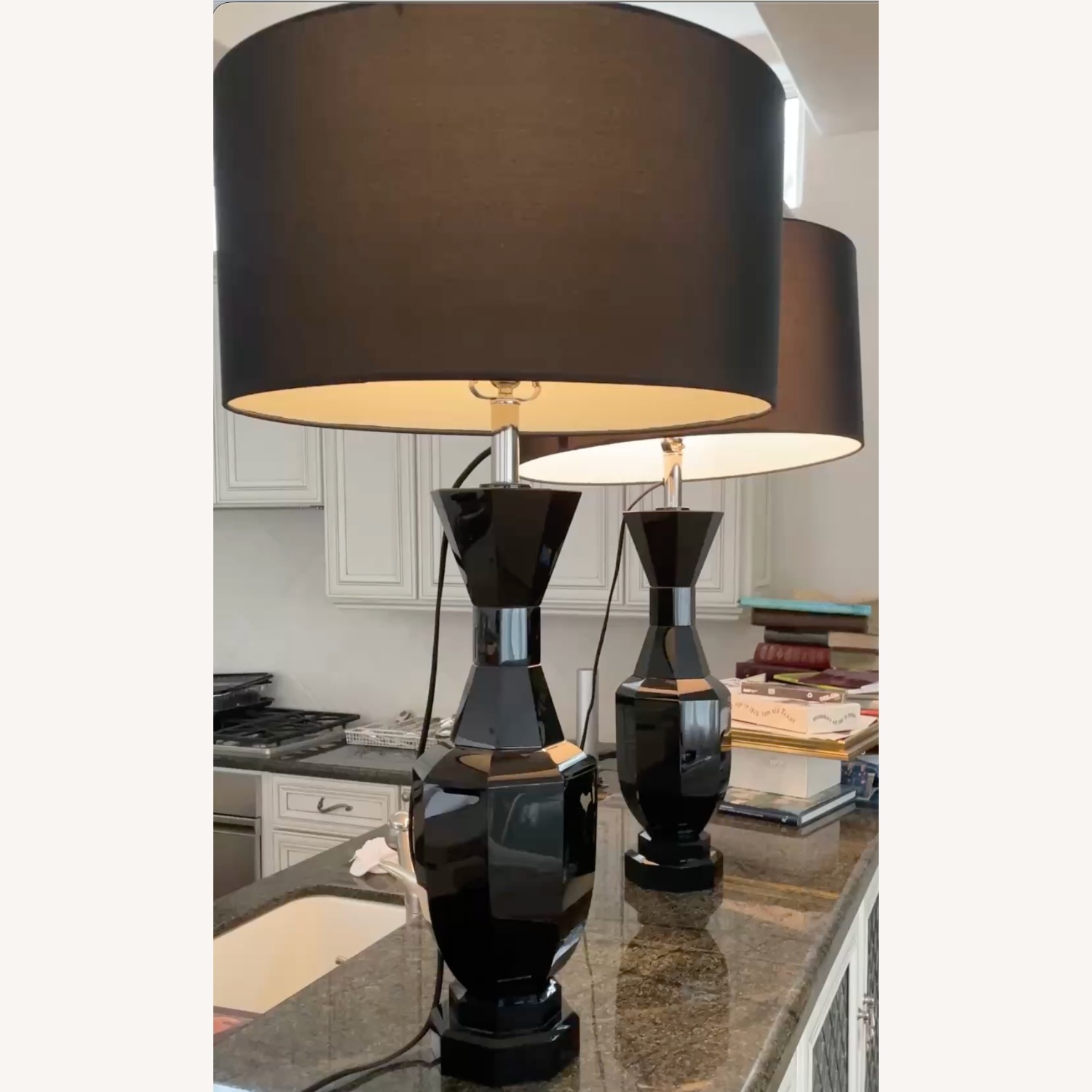 Global Views Black Lacquer Faceted Table Lamps - image-6