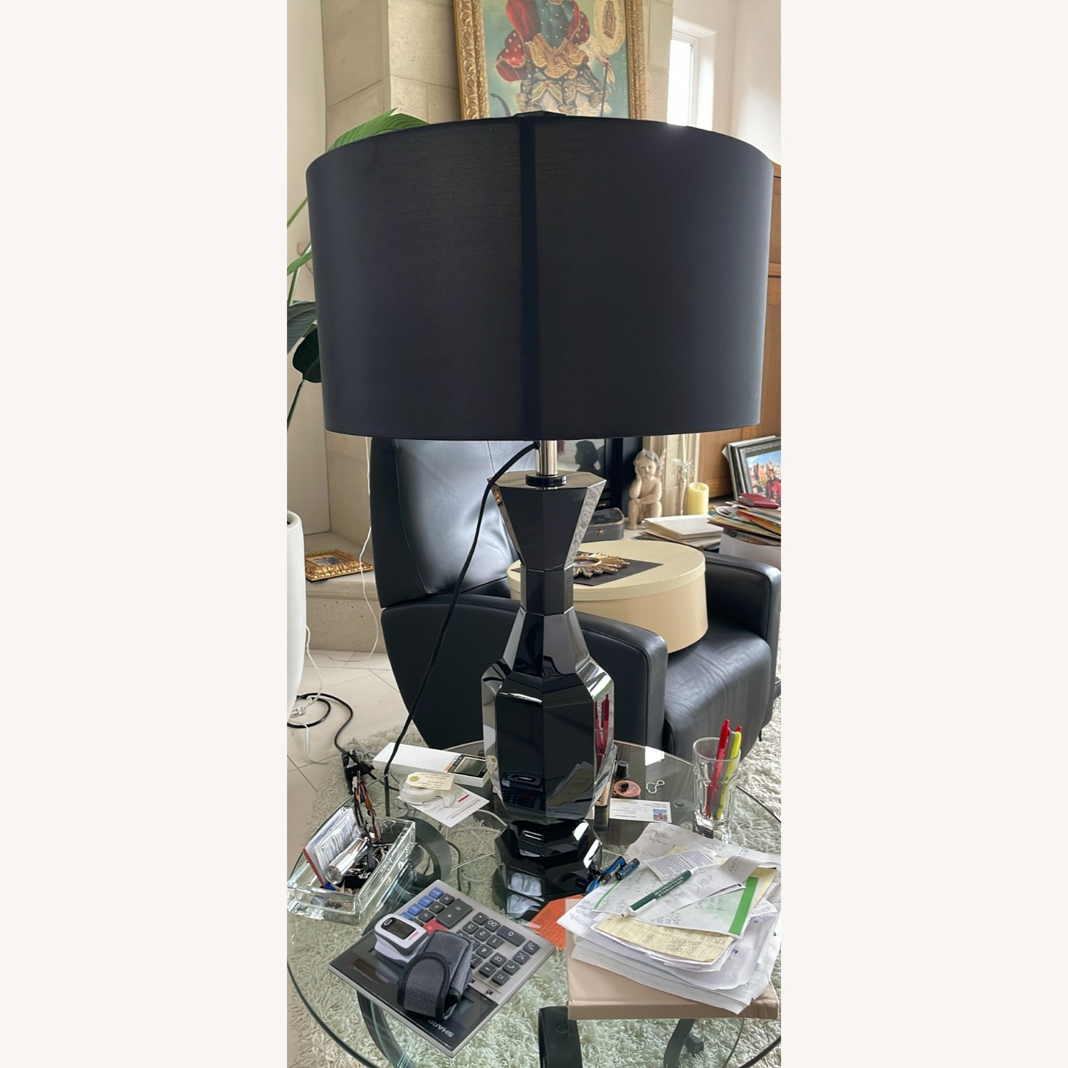 Global Views Black Lacquer Faceted Table Lamps - image-2