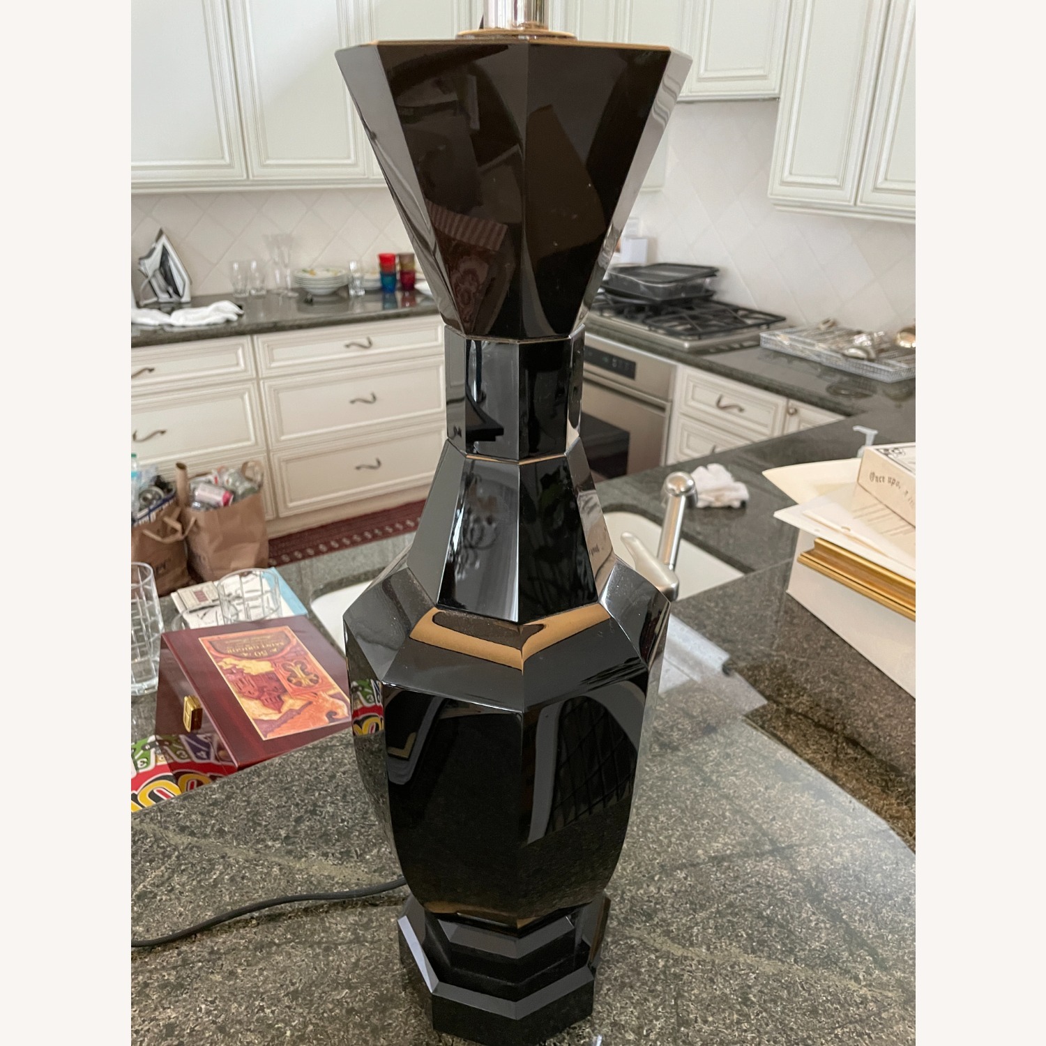 Global Views Black Lacquer Faceted Table Lamps - image-4