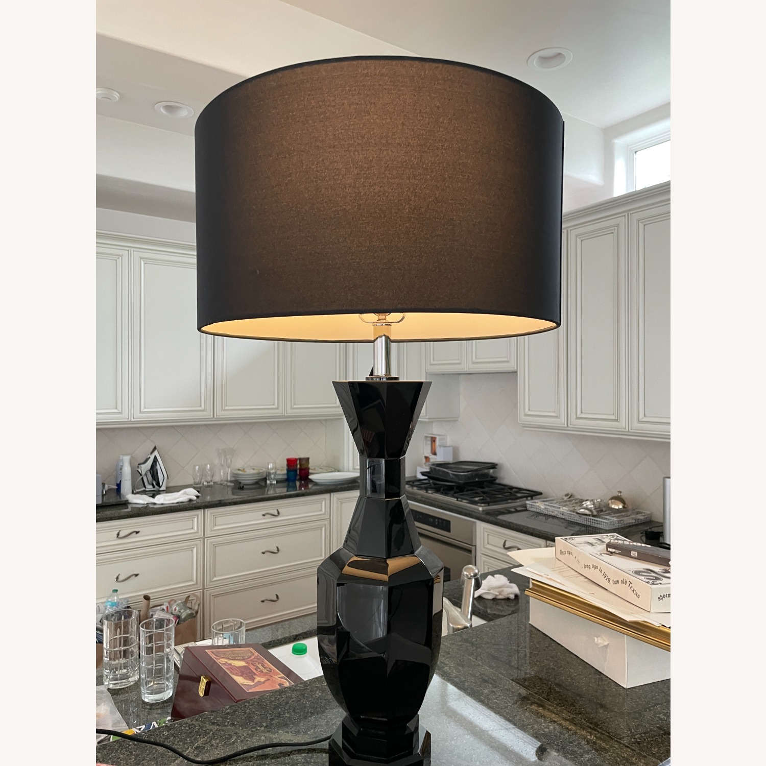 Global Views Black Lacquer Faceted Table Lamps - image-3