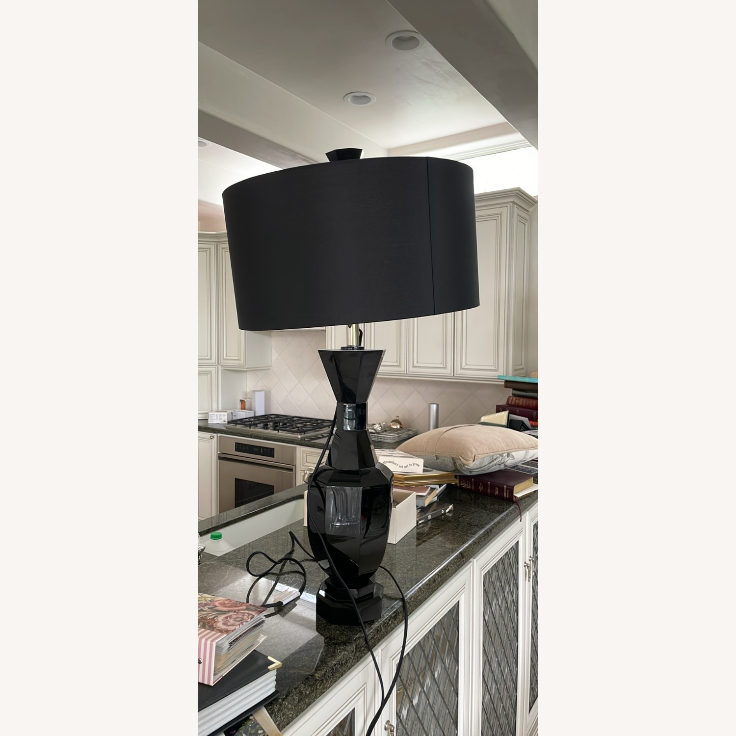 Global Views Black Lacquer Faceted Table Lamps - image-1