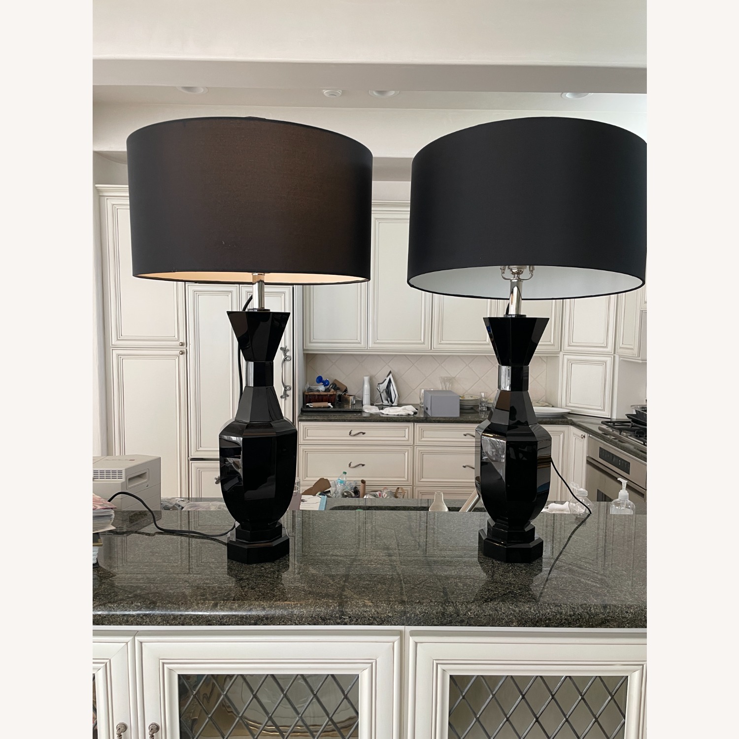 Global Views Black Lacquer Faceted Table Lamps - image-7