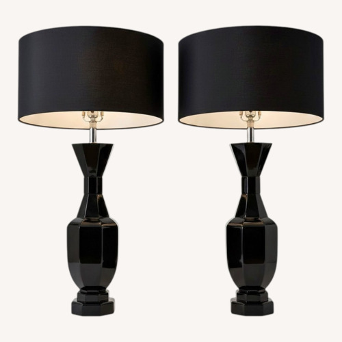 Used Global Views Black Lacquer Faceted Table Lamps for sale on AptDeco
