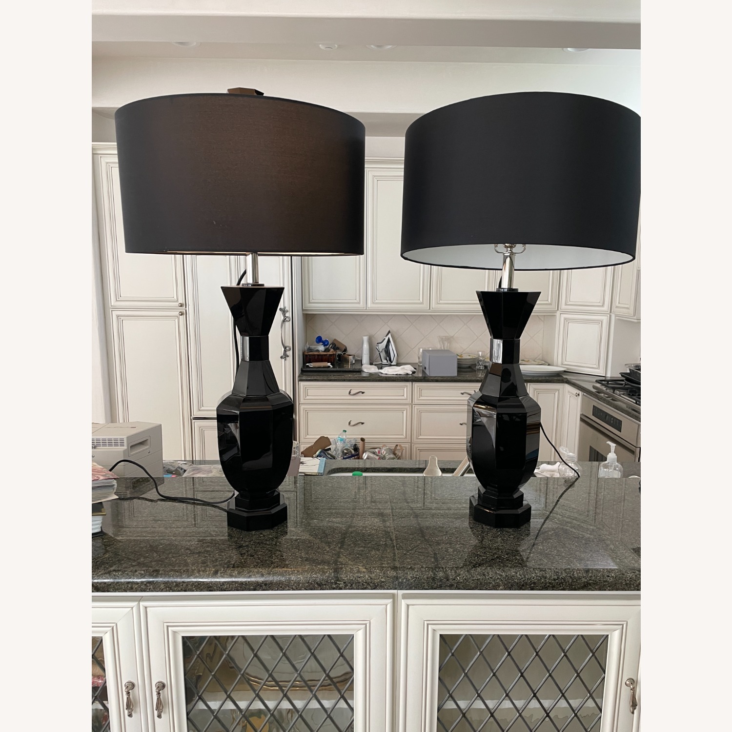 Global Views Black Lacquer Faceted Table Lamps - image-11