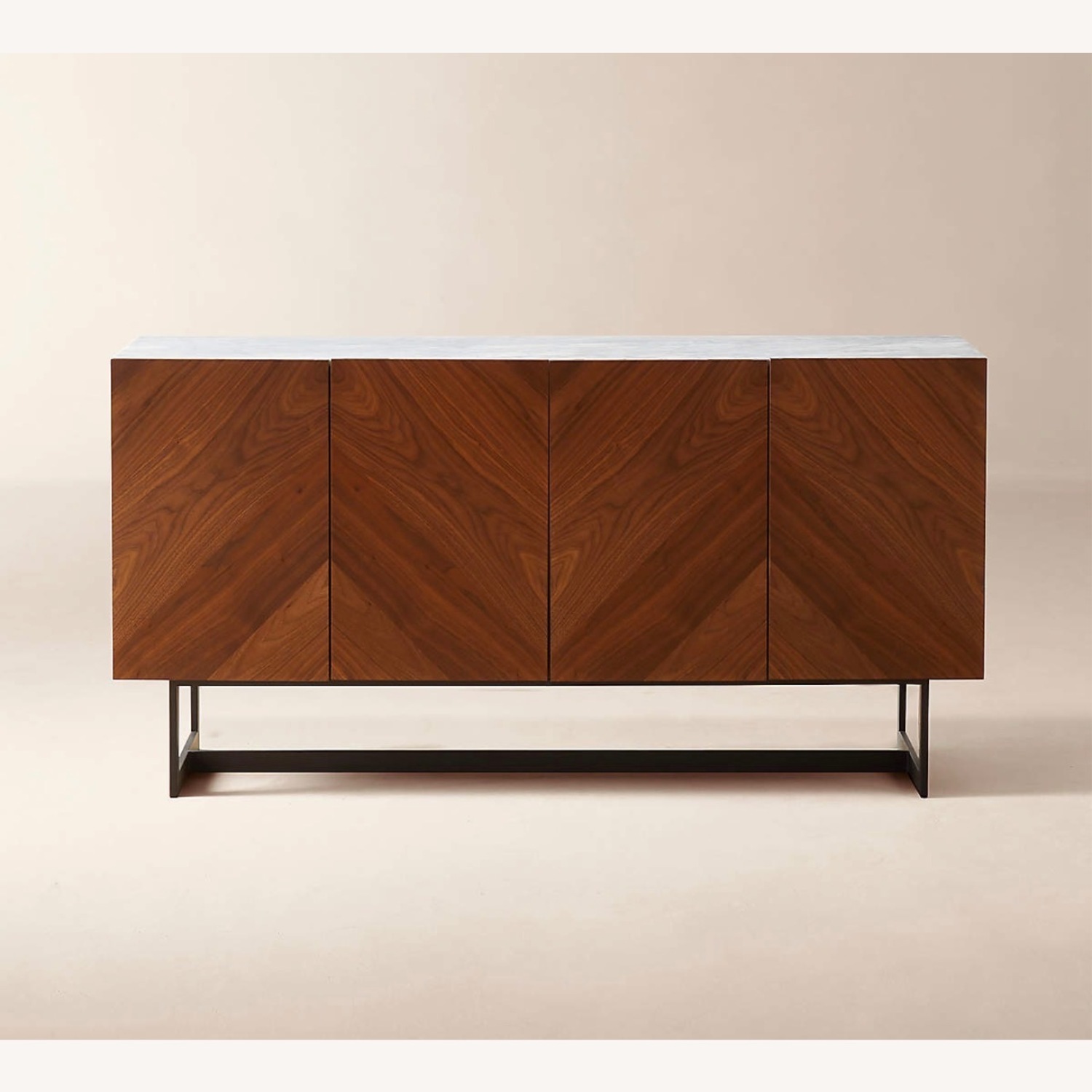 CB2 Suspend 57" Walnut Wood Media Console with White Marble Top - image-4