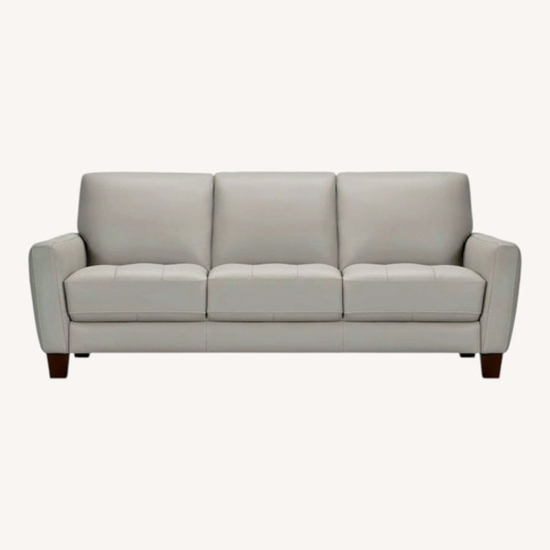 Used Macy's Gallagher Light Gray Leather 3+ Seater Sofa for sale on AptDeco