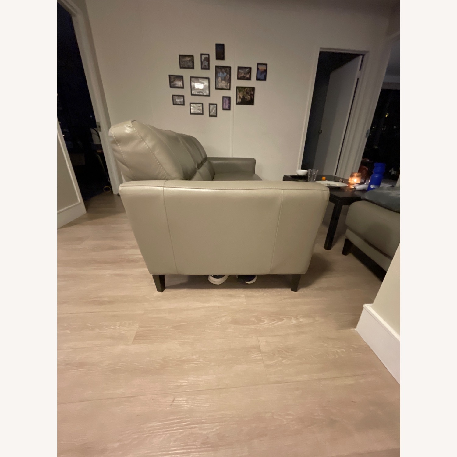 Macy's Gallagher Light Gray Leather 3+ Seater Sofa - image-2