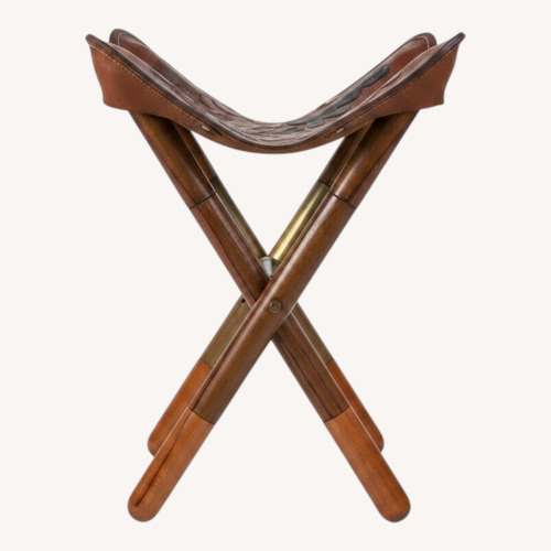 Used Vintage/Antique Finds Dark Brown Leather Stool for sale on AptDeco
