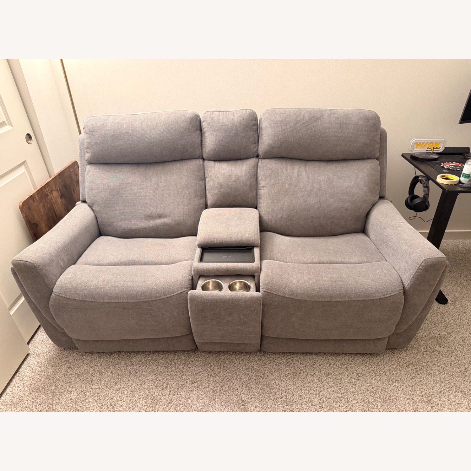 Fully Loaded Reclining Loveseat- Light Gray - image-1