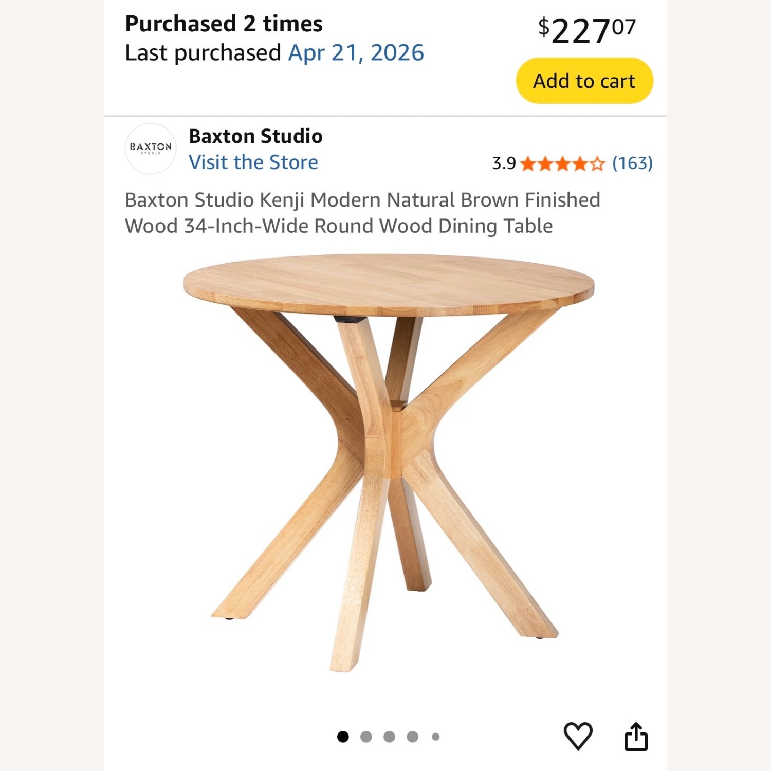 Baxton Studio Natural Wood Coffee Table - image-4