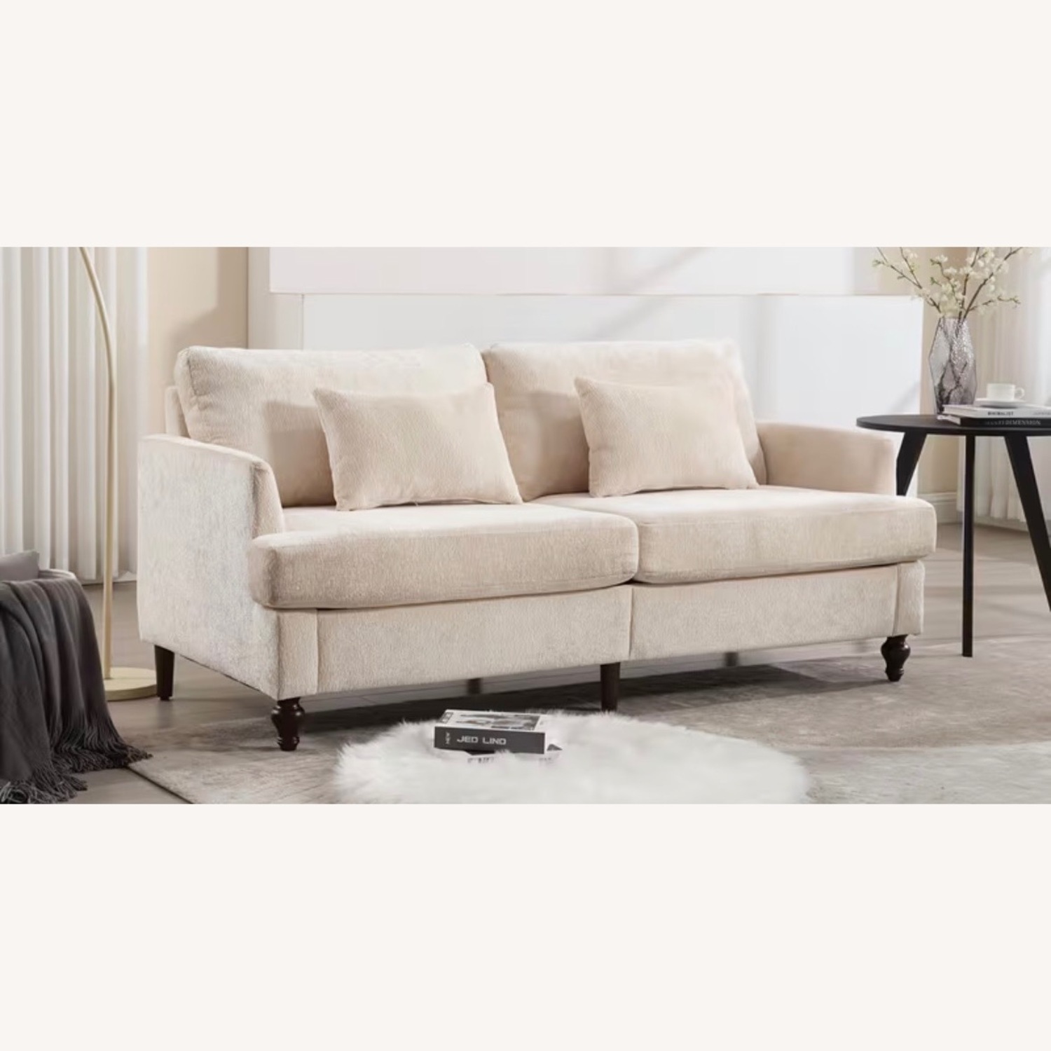 Natural Fabric 2 Seater Sofa - image-4