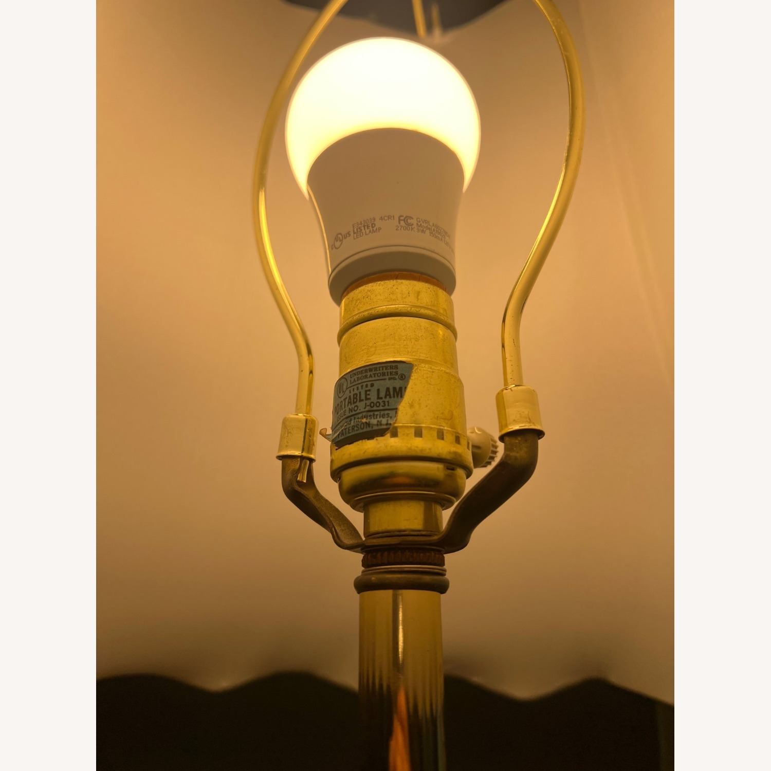 Brass Table Lamp with Scalloped Shade - image-7
