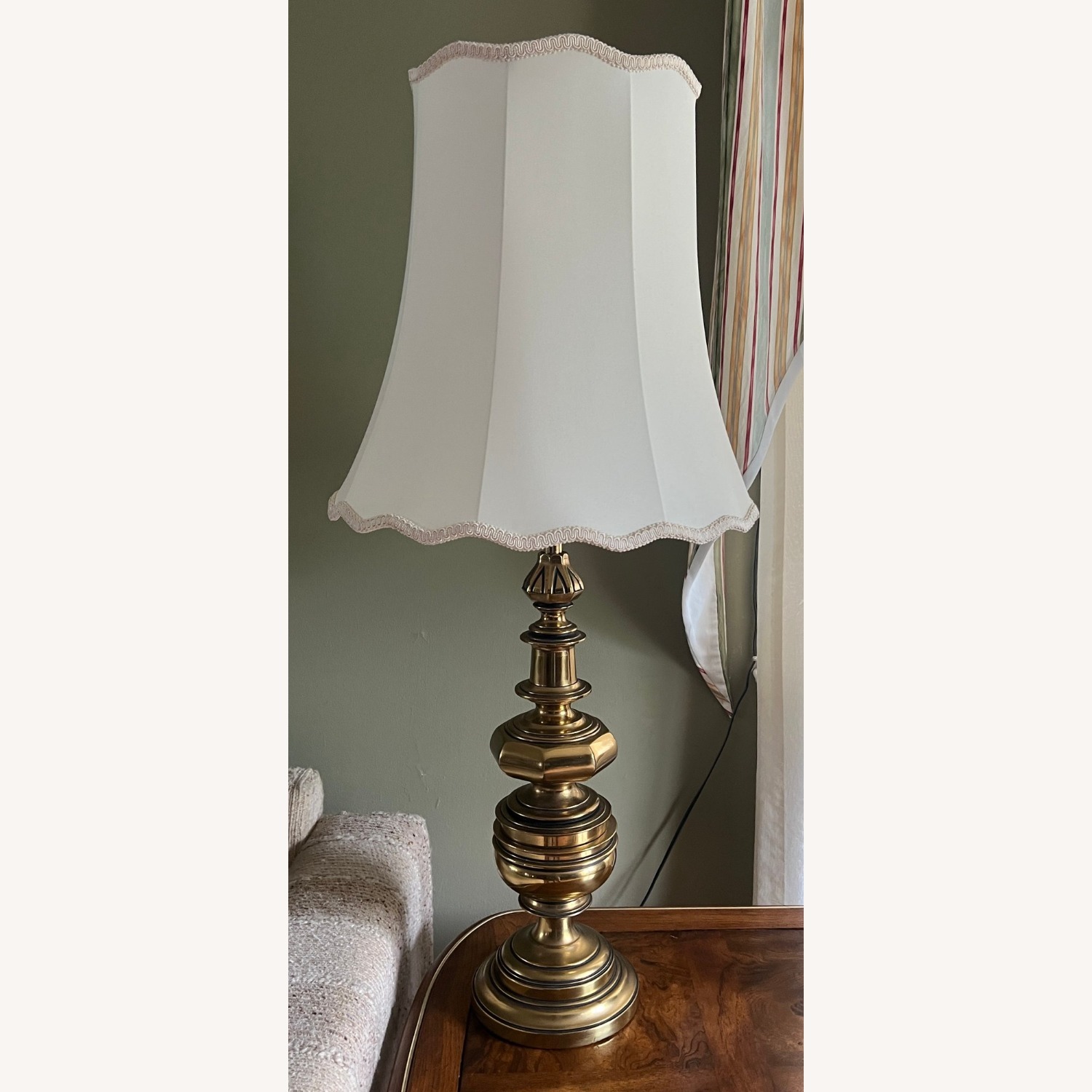 Brass Table Lamp with Scalloped Shade - image-5