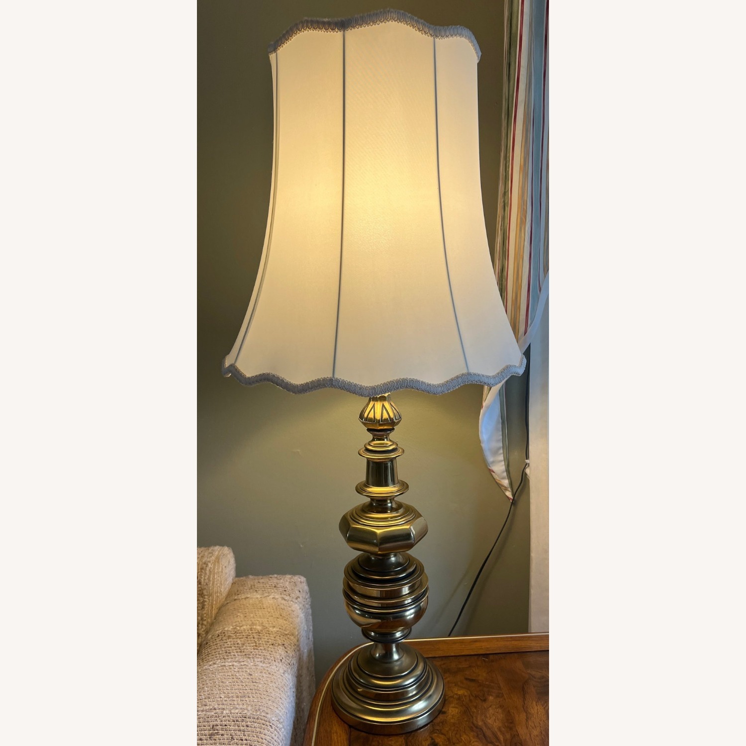 Brass Table Lamp with Scalloped Shade - image-6