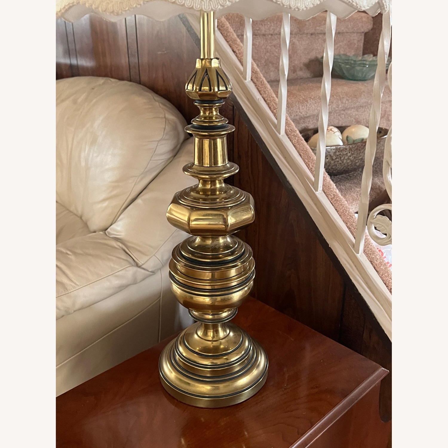 Brass Table Lamp with Scalloped Shade - image-2