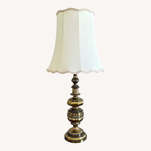 Used Brass Table Lamp with Scalloped Shade for sale on AptDeco