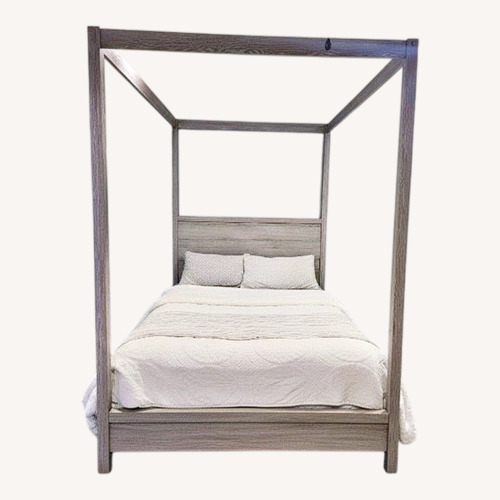 Used Light Gray Wood Queen Bed for sale on AptDeco
