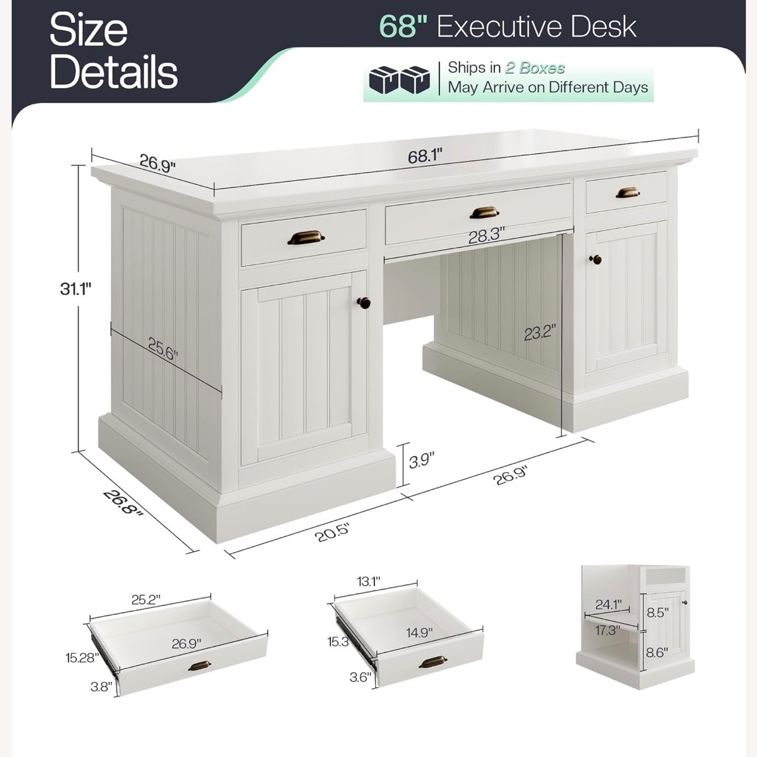 Jocisland White Wood Desk - image-1