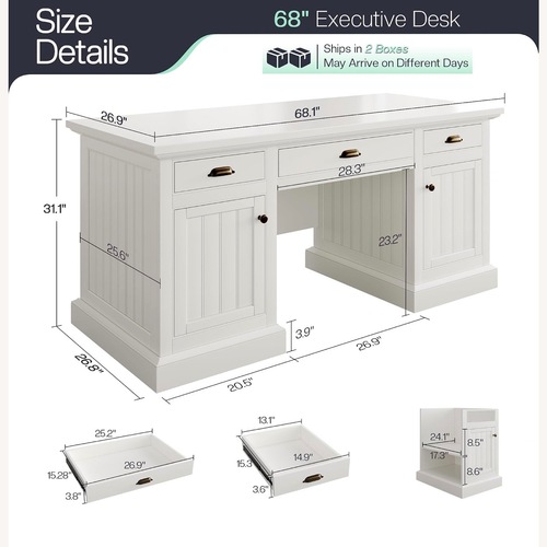 Used Jocisland White Wood Desk for sale on AptDeco