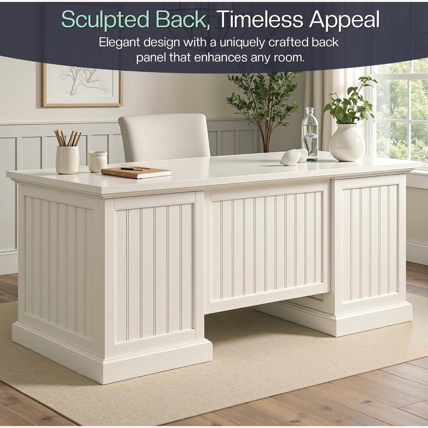 Jocisland White Wood Desk - image-3