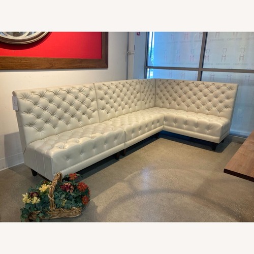 Used 3pc Custom Tufted Leather Banquette Furniture for sale on AptDeco