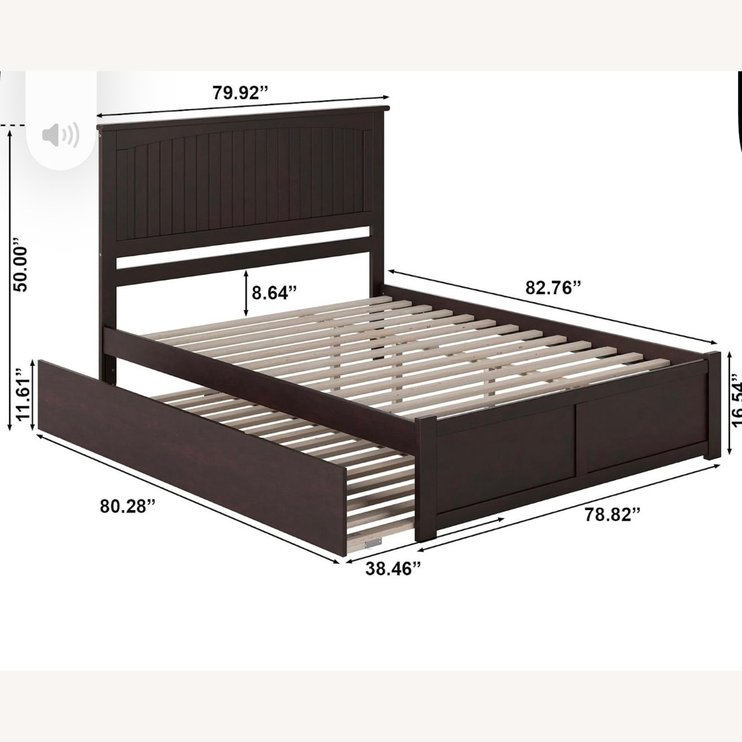 Dark Brown Wood King Bed - image-1