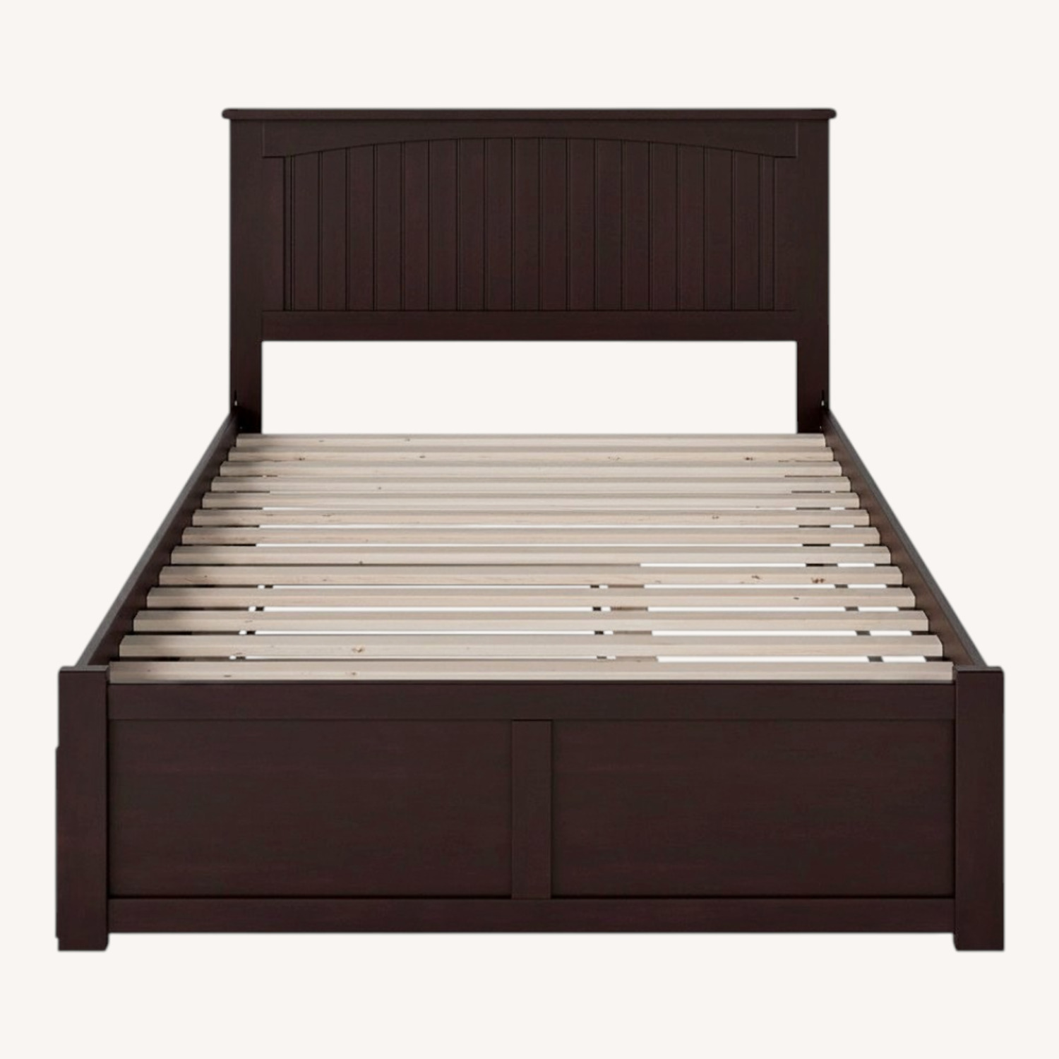 Dark Brown Wood King Bed - image-0