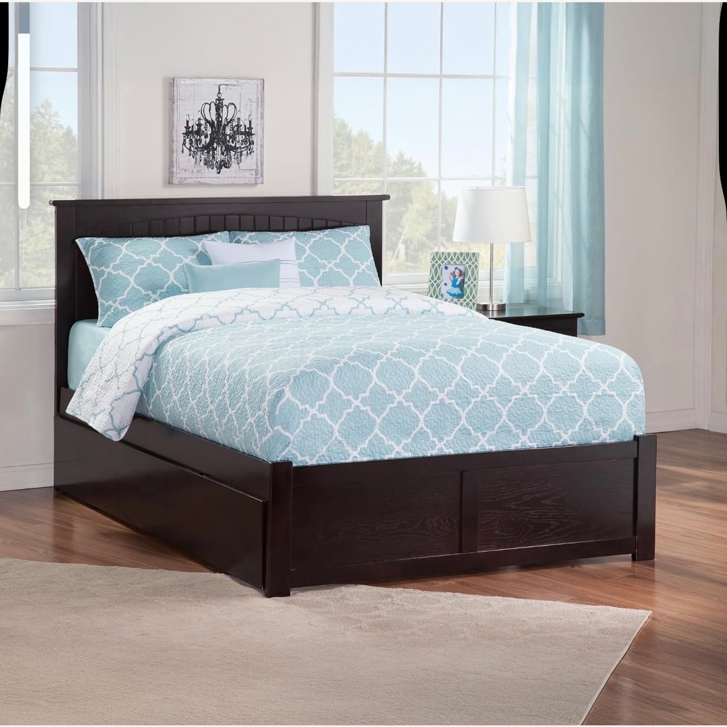Dark Brown Wood King Bed - image-3