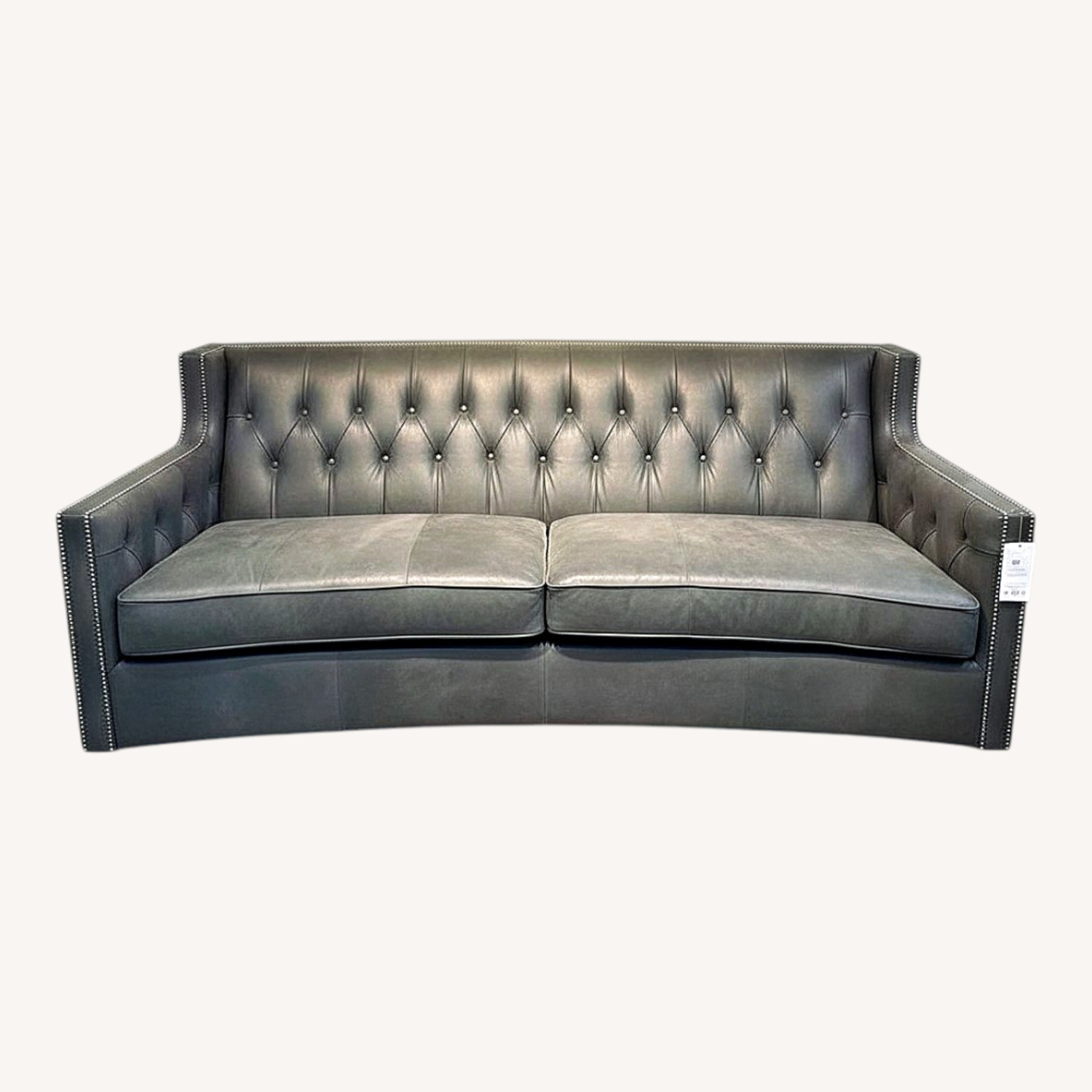 Bernhardt Curved Tufted Top Grain Leather Sofa - image-0