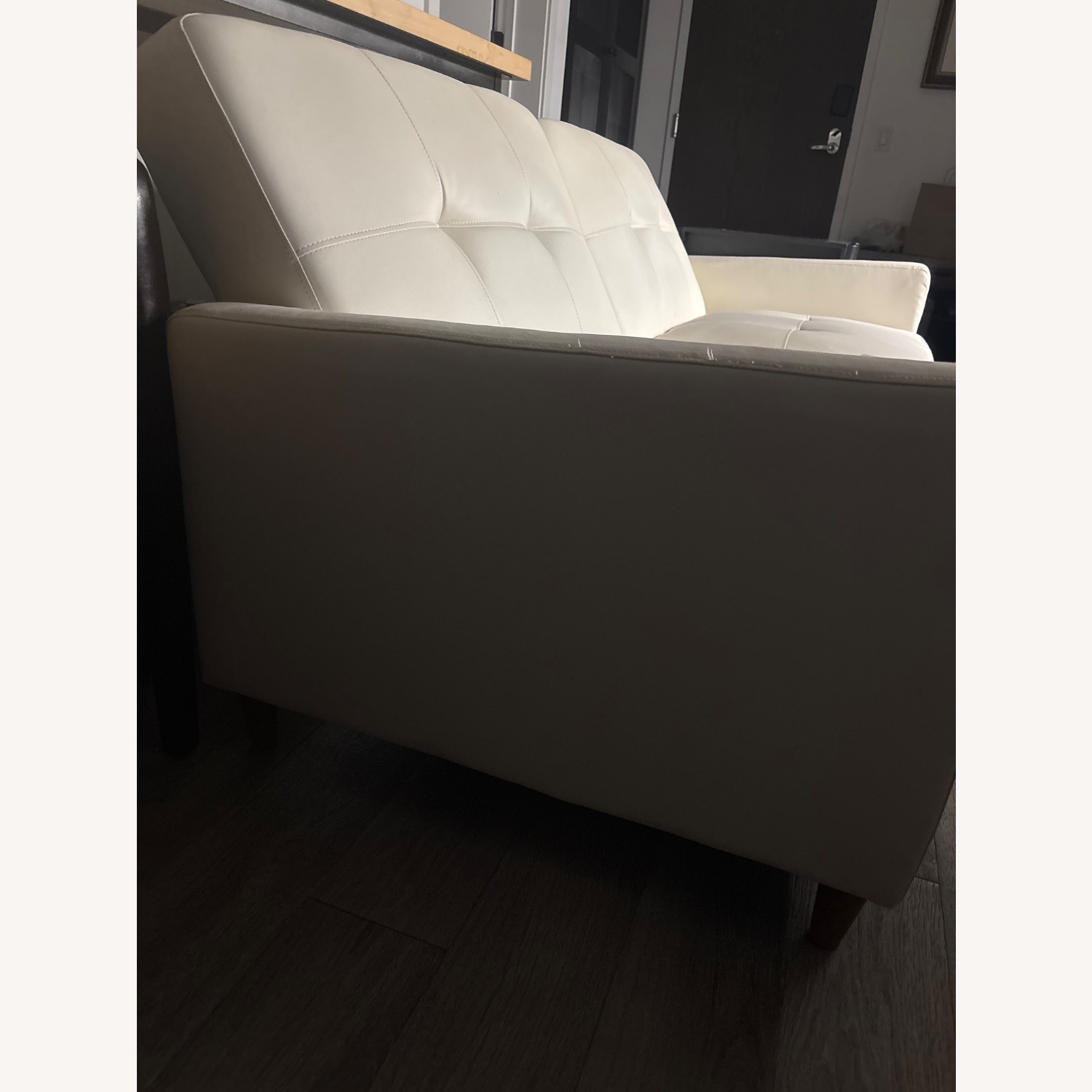 Chic White Faux Leather Sofa (Reclinable) - image-4