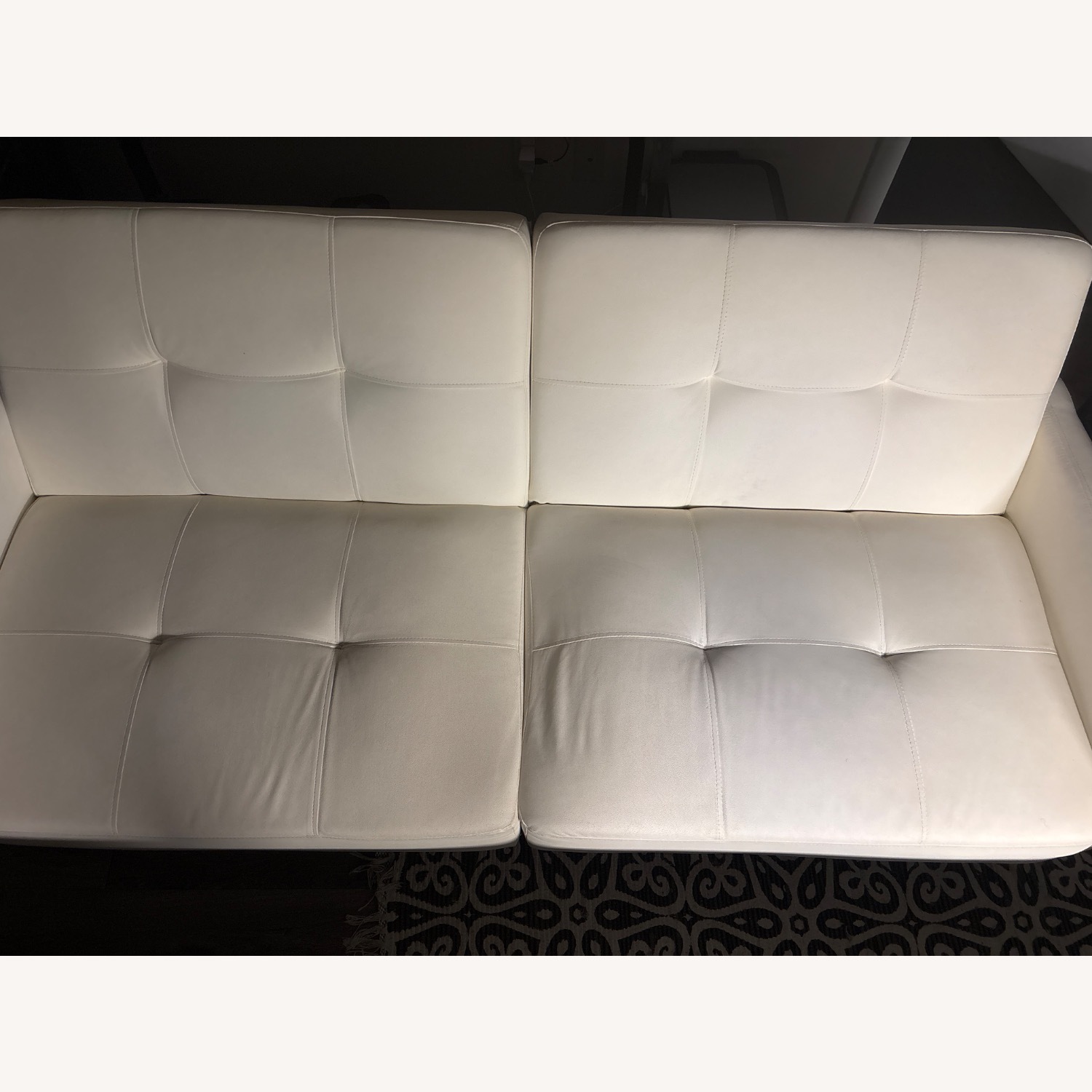Chic White Faux Leather Sofa (Reclinable) - image-3