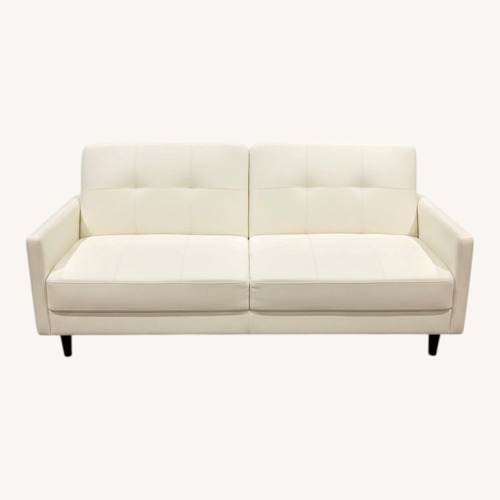 Used Chic White Faux Leather Sofa (Reclinable) for sale on AptDeco