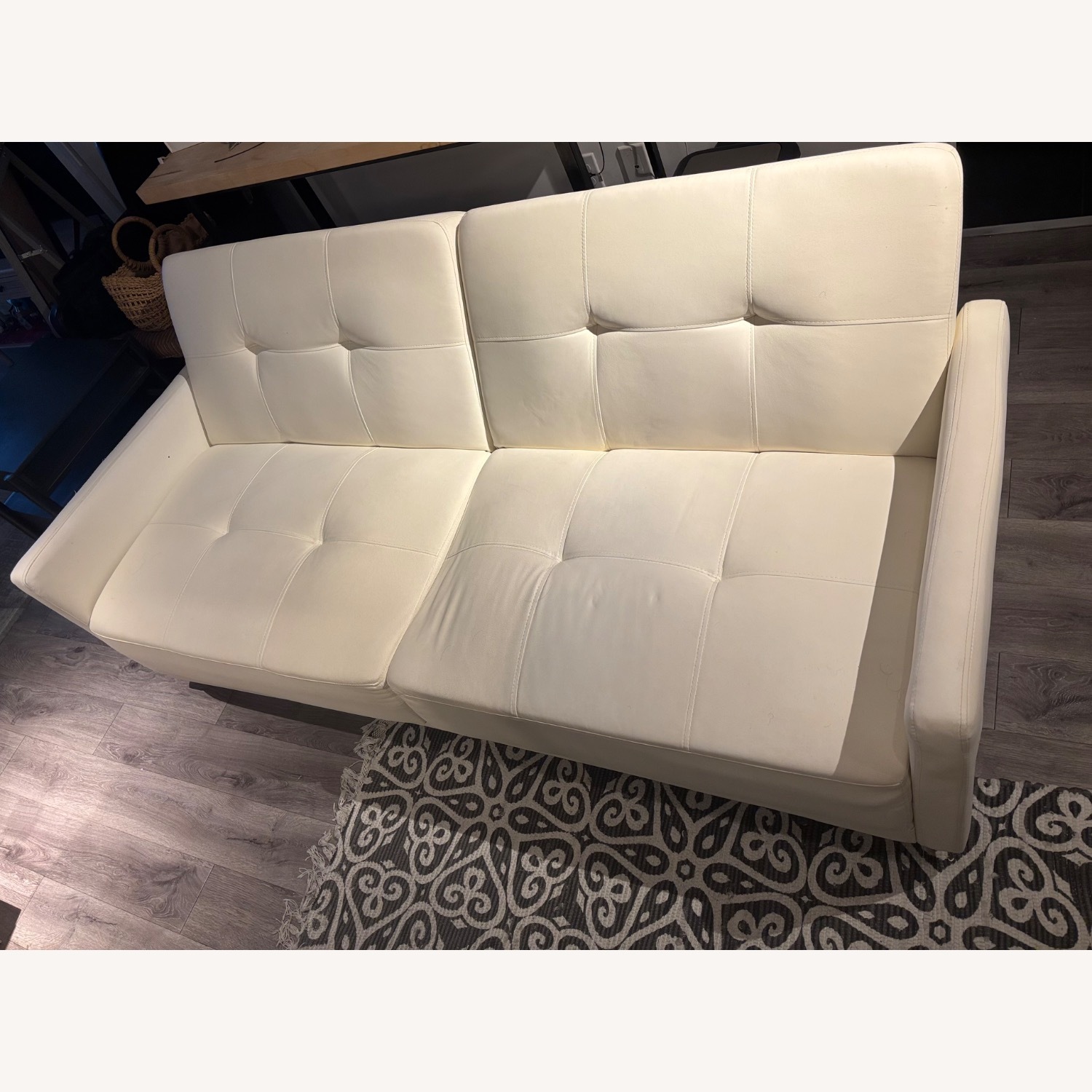 Chic White Faux Leather Sofa (Reclinable) - image-1