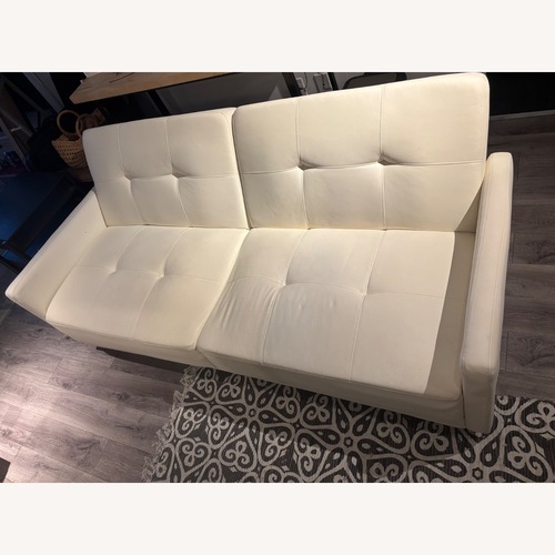 Used Chic White Faux Leather Sofa (Reclinable) for sale on AptDeco