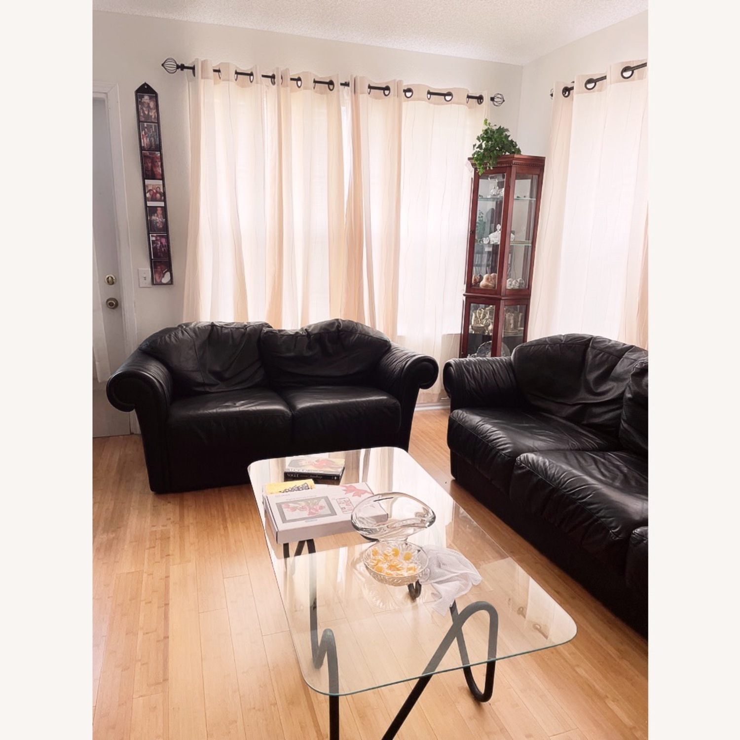 Roche Bobois Black Leather/Goose Down Sofa - image-9
