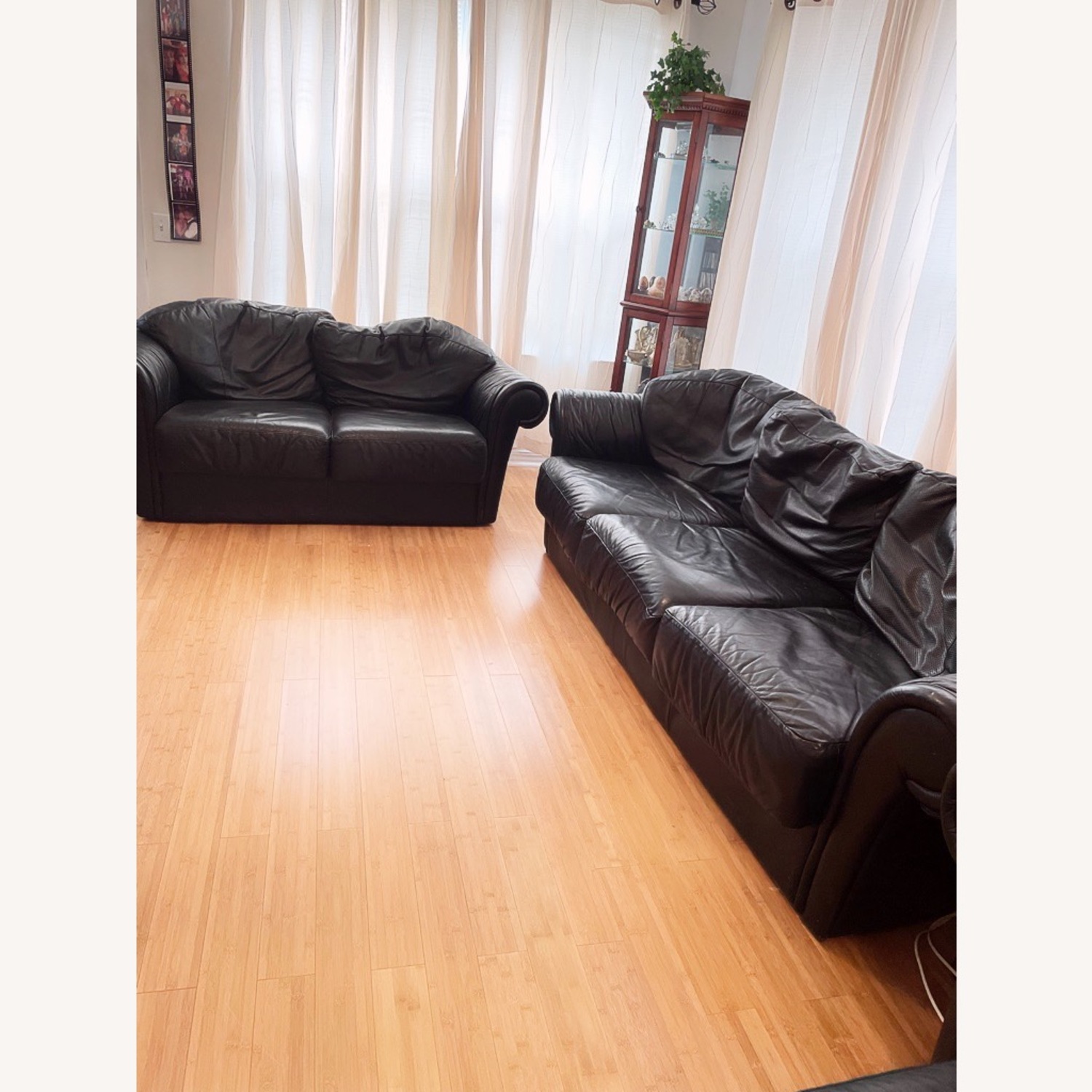 Roche Bobois Black Leather/Goose Down Sofa - image-4