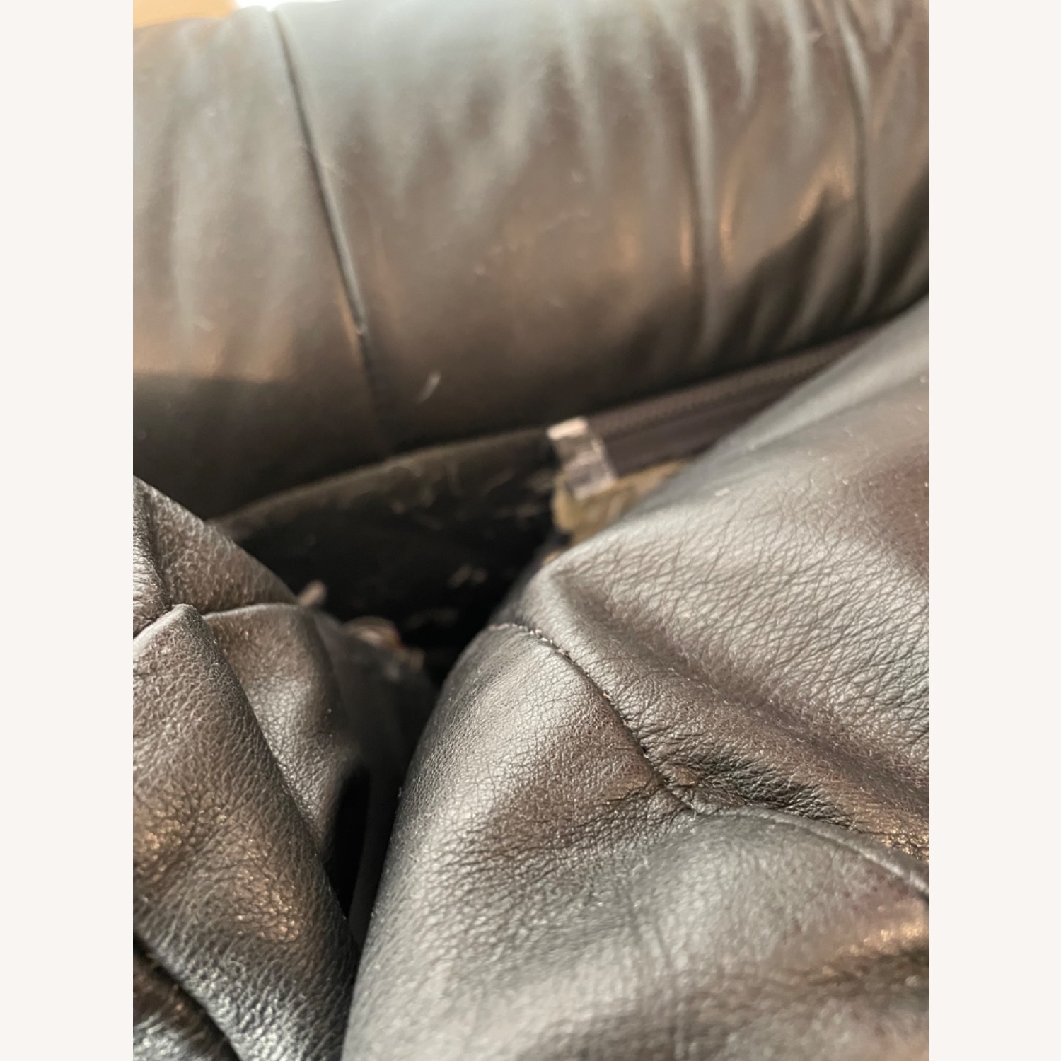 Roche Bobois Black Leather/Goose Down Sofa - image-6