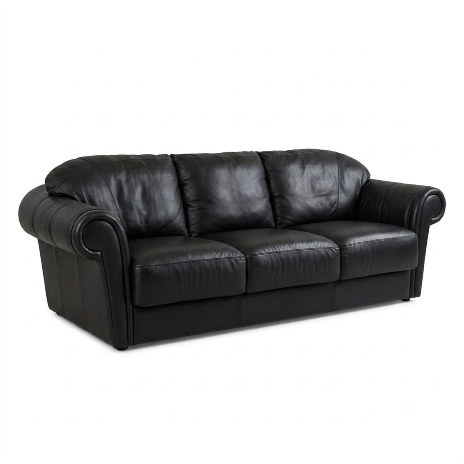 Roche Bobois Black Leather/Goose Down Sofa - image-11