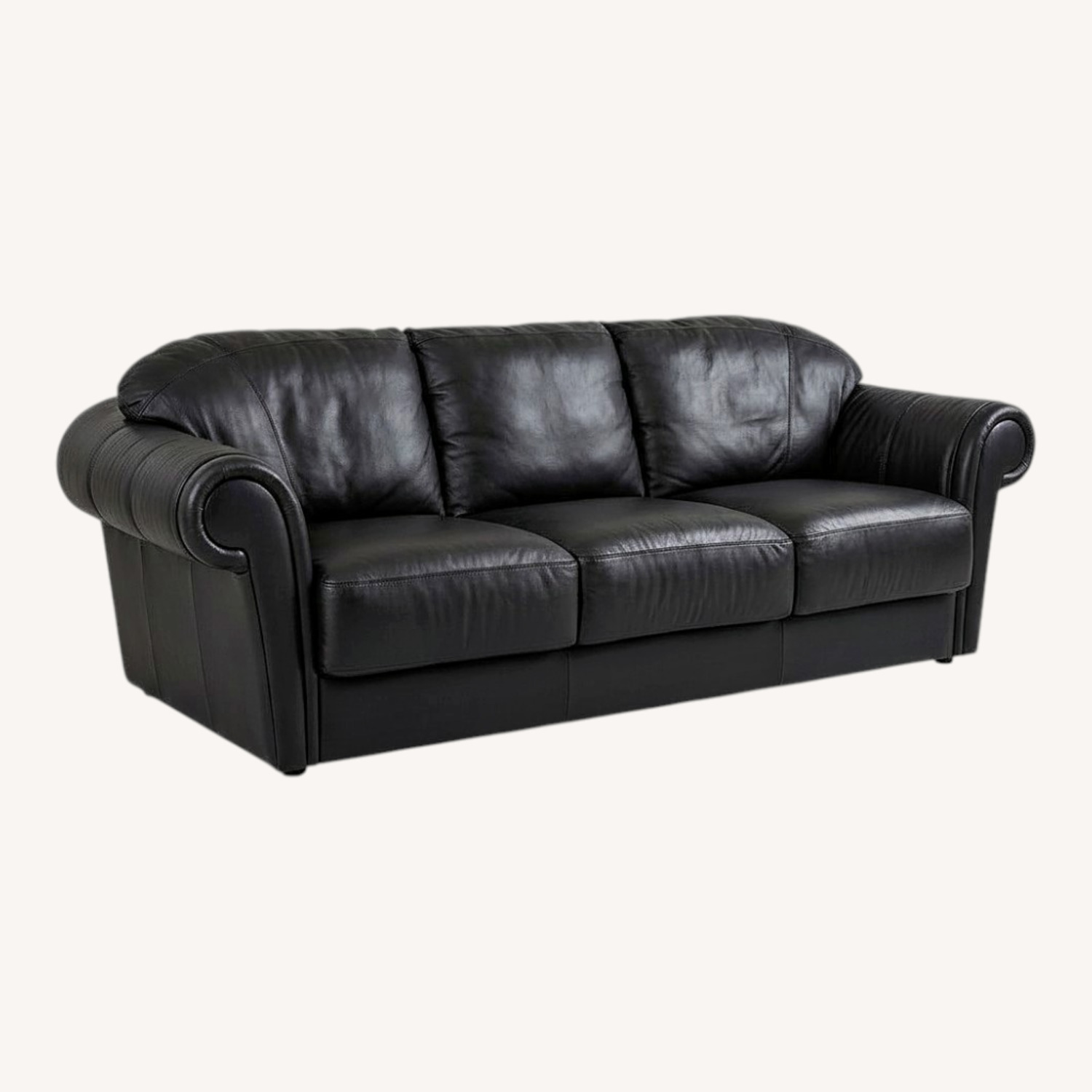 Roche Bobois Black Leather/Goose Down Sofa - image-0